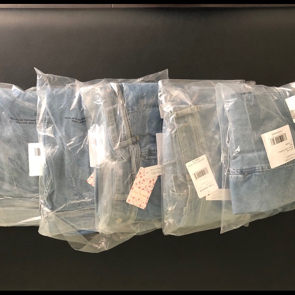 $128 Free People A line overalls in beach blue - Picture 8 of 8